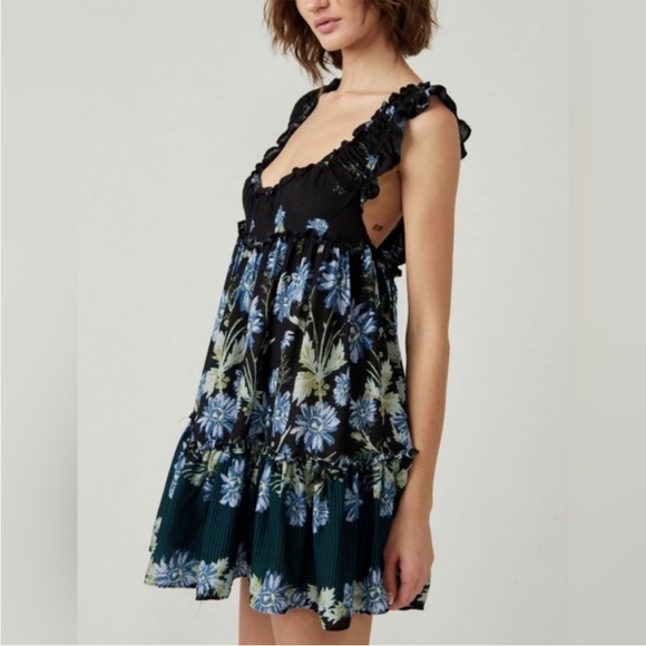 NWOT FREE PEOPLE Bali Wild Daisy Slip / Dress Black Combo Size S - Picture 6 of 14
